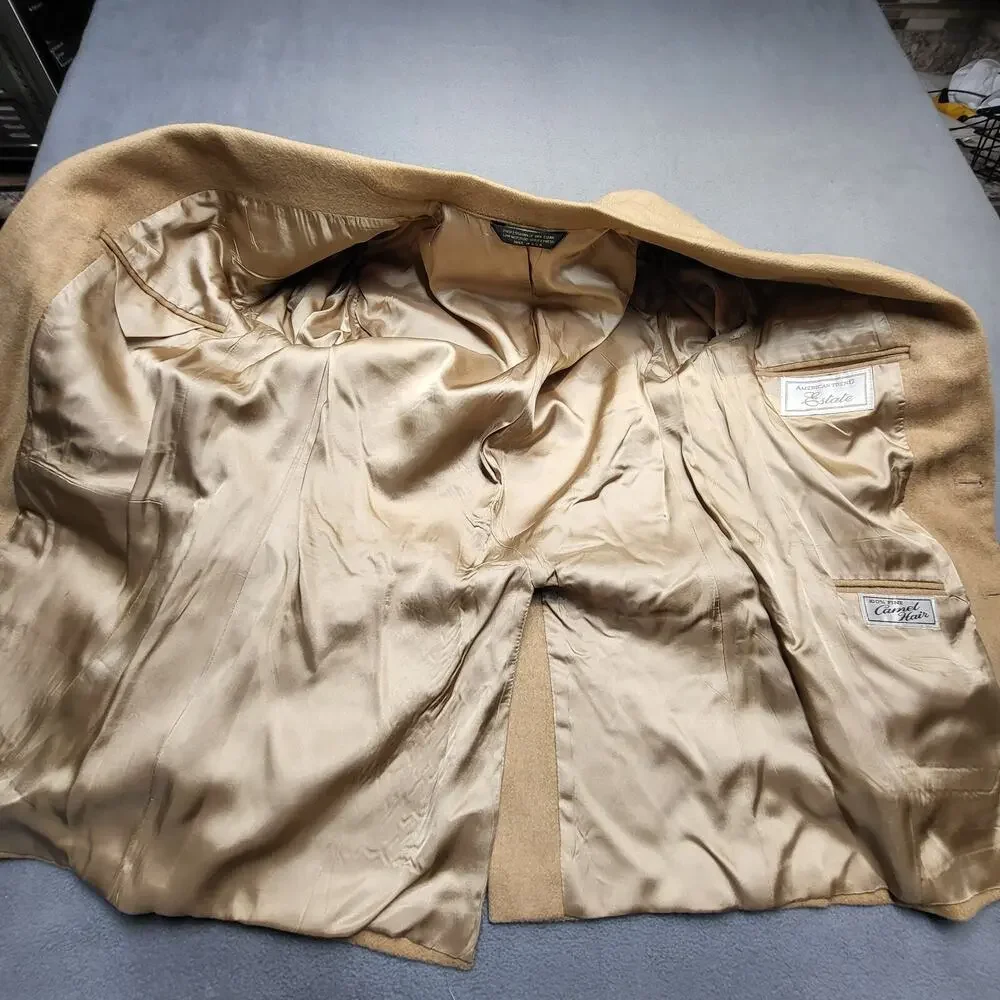 Camel Hair Blazer American Trend Estate Mens 40? Brown 2 Button Coat Made In USA